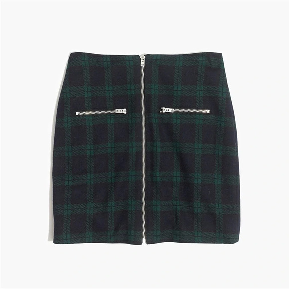 MADEWELL Zip Skirt in Dark‎ Plaid - Picture 1 of 7